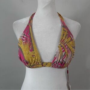 Red Carter Pink and Yellow Halter Bikini Top
